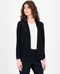 Anne Klein Womens Open Front Sheer Stripe Cardigan