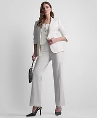 Dkny Petite Pinstripe Notch Collar Jacket Modern Fit Flared Pants