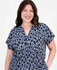 Style & Co Plus Floral Flared Knit Midi Dress, Macy's Exclusive