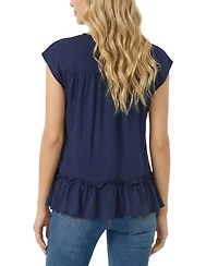 Ny Collection Women's Cap-Sleeve Peasant Top