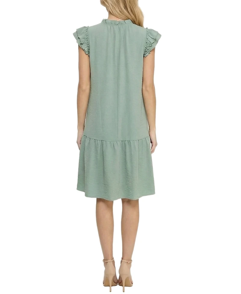 Ny Collection Women's Flutter-Sleeve Flounced Dress