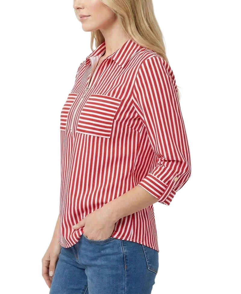 Ny Collection Women's Point Collar Top with Pockets