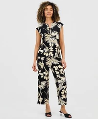 Anne Klein Essentials Petite Printed Short Sleeve Top Cropped Pants