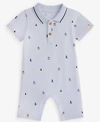 First Impressions Baby Boys' 0M-24M Cotton Sailboat-Print Polo Sunsuit, Macy's Exclusive