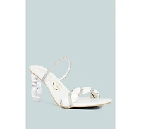 Womens Big Plan Diamante Detail Mid Heel Sandals