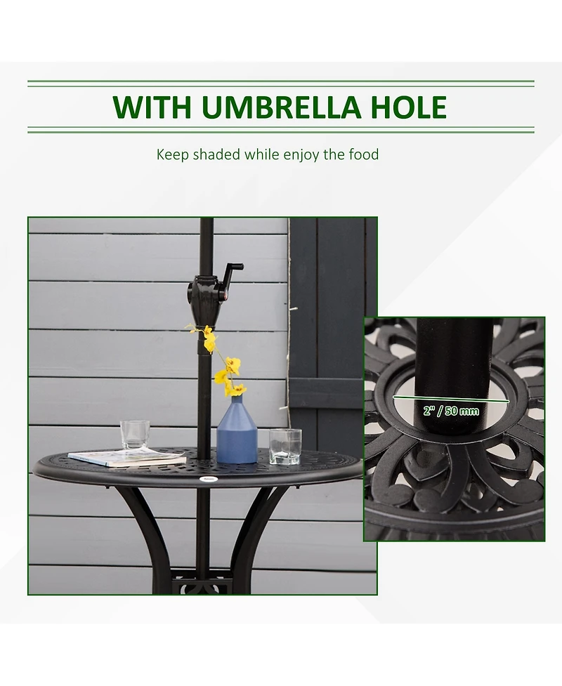 Outsunny 30" Outdoor Patio Distro Dining Table Only W/ Umbrella Hole