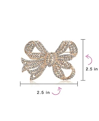 Bling Jewelry Victorian Style Royal Crystal Pave Filigree Ribbon Brooch Pin Silver Plated