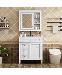 Sillysis 30'' Bathroom Vanity Set with Mirror Cabinet, Solid Wood & Mdf, Soft Close Drawers, Ample Storage for Modern Bathrooms
