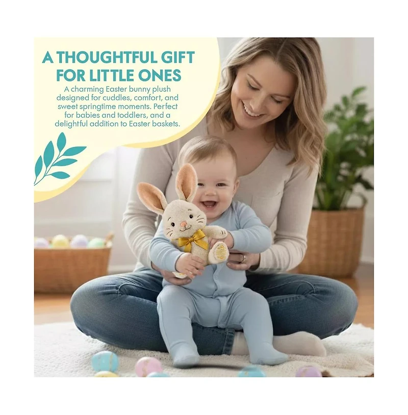 Sperric Easter Baby Plush Bunny with Bow, Cuddly Easter Plush Bunny Sensory Easter Toy for Newborns and Infants, 13" Soft, Easter Gift Toys