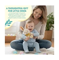 Sperric Easter Baby Plush Bunny with Bow, Cuddly Easter Plush Bunny Sensory Easter Toy for Newborns and Infants, 13" Soft, Easter Gift Toys