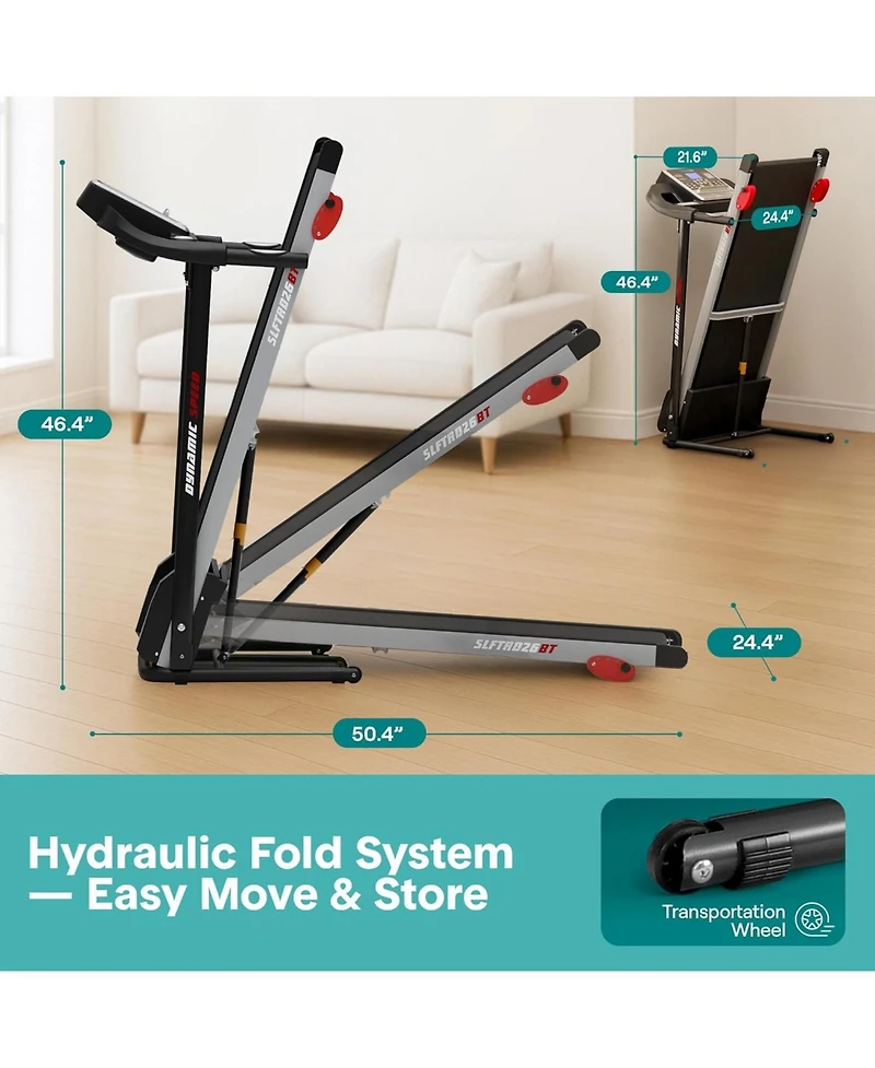 SereneLife Folding Motorized Treadmill, 1.0 Hp Running Machine with 12 Preset Programs, 6.0 Mph Max Speed, 3" Lcd Display