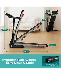 SereneLife Folding Motorized Treadmill, 1.0 Hp Running Machine with 12 Preset Programs, 6.0 Mph Max Speed, 3" Lcd Display