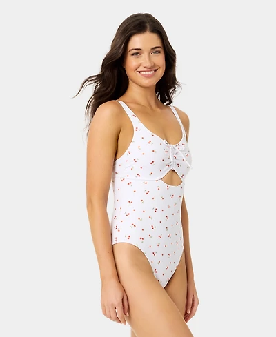 California Waves Women's Ditsy Wide Rib Tunneled One-Piece Swimsuit