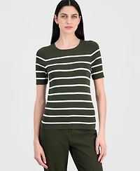 Tahari Asl Women's Striped Short-Sleeve Sweater Tee