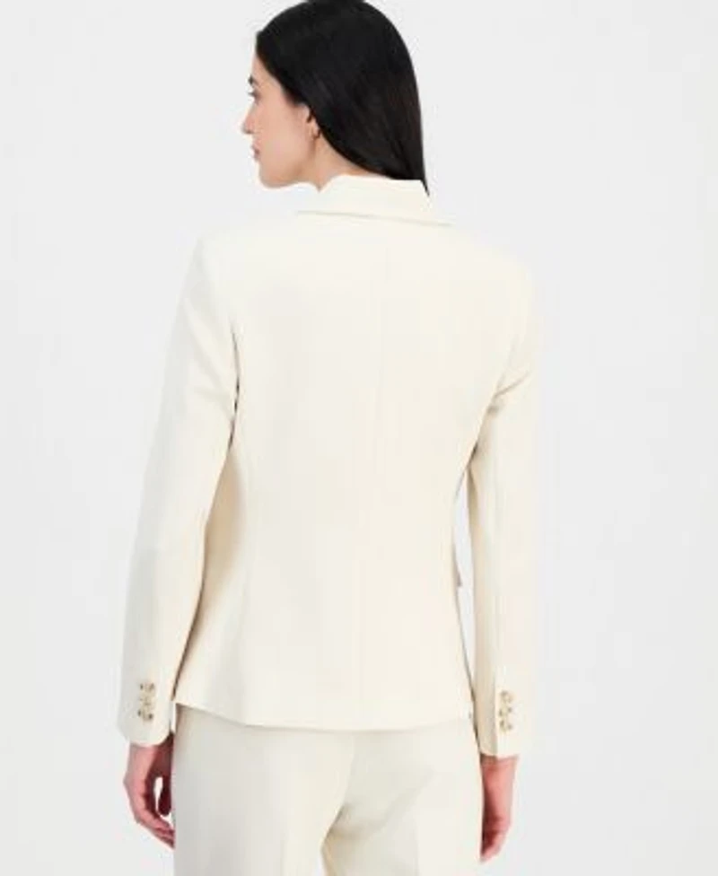 Tahari Asl Womens Crepe Double Breasted Jacket Short Sleeve Sweater T Shirt Flare Pants