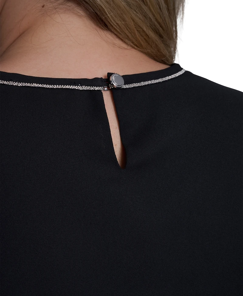 Calvin Klein Plus Crew Neck Long-Sleeve Blouse