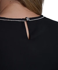 Calvin Klein Plus Crew Neck Long-Sleeve Blouse