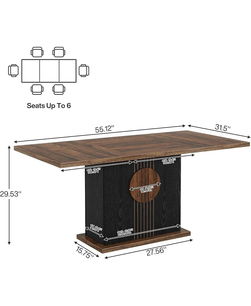 Tribesigns Rectangular Dining Table for 4 to 6 People, Wood Dinner Kitchen