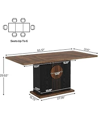Tribesigns Rectangular Dining Table for 4 to 6 People, Wood Dinner Kitchen