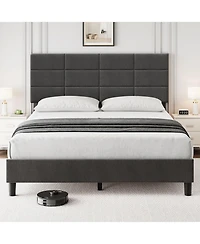 Gaomon Platform Bed Frame, Linen Upholstered King Bed Frame, Wooden Slats Support, No Box Spring Needed