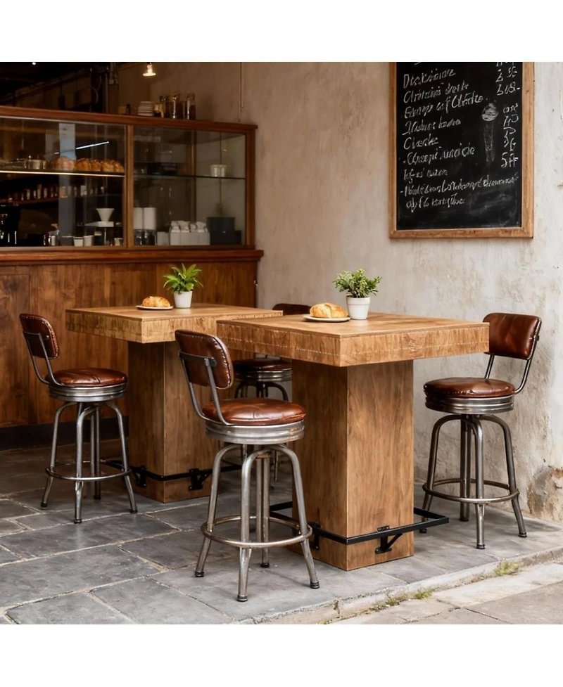 Tribesigns 37.4" H Square Bar Table, Wooden Bistro Pub Table with Metal Footrest