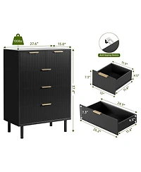 gaomon Wave Fluted 5 Drawer Dresser for Bedroom, Modern Wood Chest of Drawers with Wide Drawers