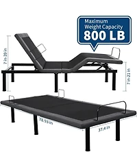 gaomon Twin Xl Adjustable Bed Frame, Ergonomic Electric Bed Base with Wireless Remote and 2 Usb Ports, Head and Foot Incline, Nightlight, Massager