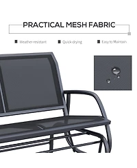 Clihome 2-Person Outdoor Glider Bench, Patio Double Swing Rocking Chair Loveseat w/ Powder Coated Steel Frame