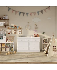 Homsee Changing Table with 7-Drawers, Guardrail Top, Anti-Tip Safety Feature