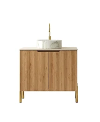 Sillysis Freestanding Bathroom Vanity with Sink, Sintered Stone Countertop, Soft Close Double Doors, Large Storage Cabinet