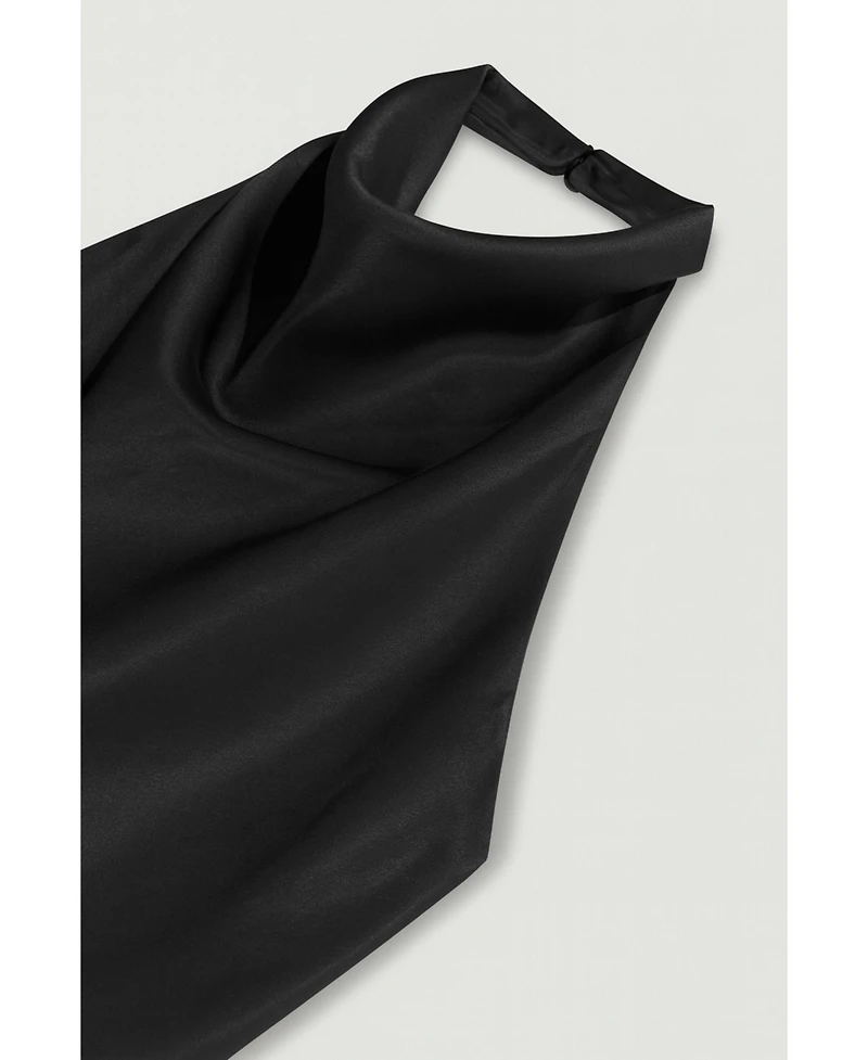 Nocturne Women's Satin Halter-Neck Draped Top