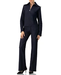 Ivonne Women's Ribbed Knit Sweater with Neckline Zipper