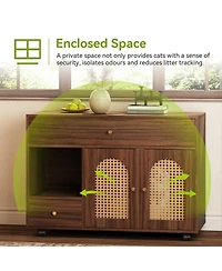 Tribesigns Cat Litter Box Enclosure - Stylish Cabinet on Wheels with Drawers for Easy Movement and Storage