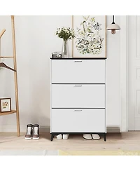 gaomon 47 inch Farmhouse Shoe Cabinet with 3 Flip Drawers