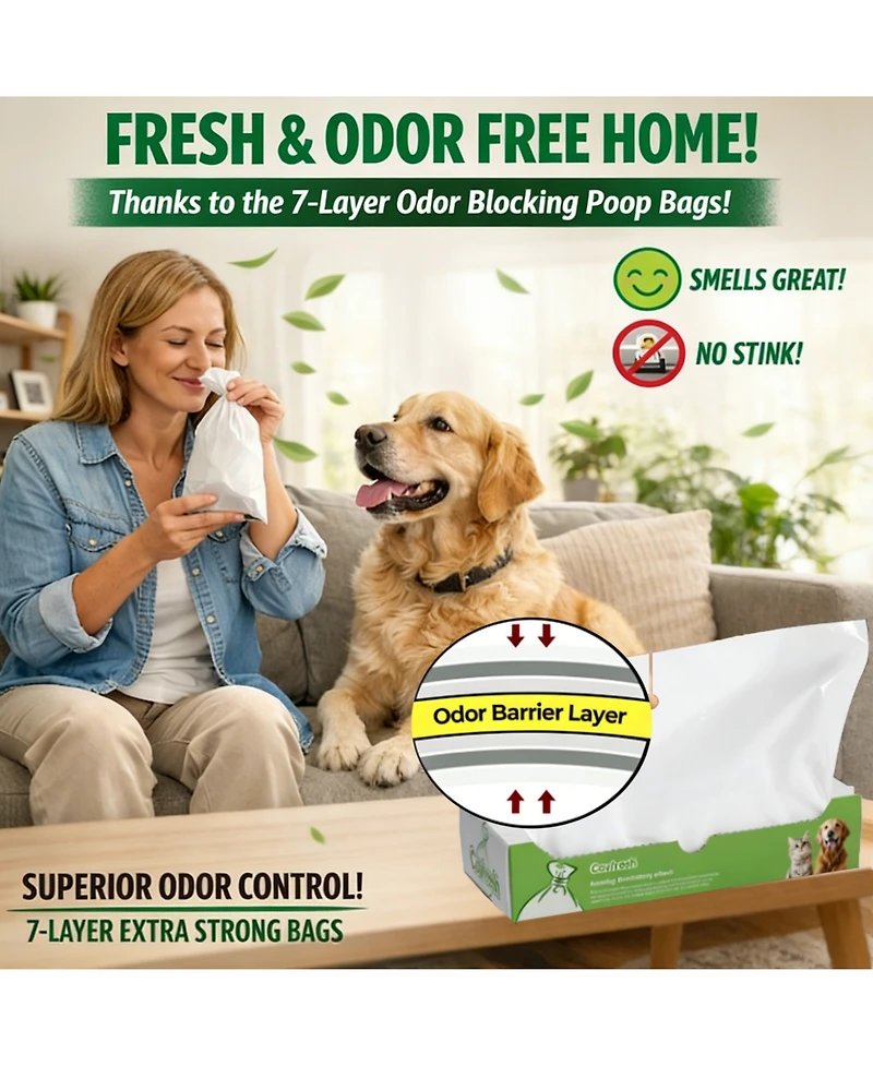 Covfresh Odor Blocking Dog Poop Bags, L-220 Bags with Dispensers Box
