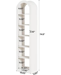 Tribesigns 74.8" Tall Arched Bookshelf, 6-Tier Narrow Open Bookcase(1 Pc)