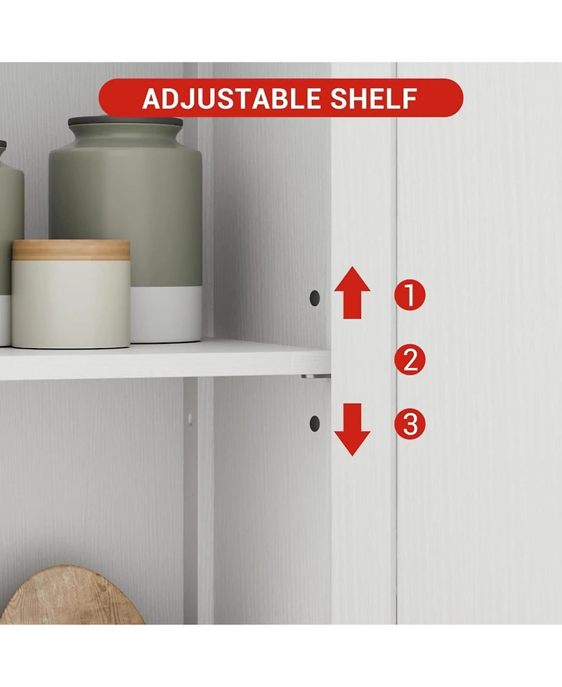 gaomon Bathroom Cabinet, 50.4" Storage Cabinet with Glass Doors and Adjustable Shelves, Freestanding Kitchen Pantry Cabinet