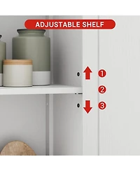 gaomon Bathroom Cabinet, 50.4" Storage Cabinet with Glass Doors and Adjustable Shelves, Freestanding Kitchen Pantry Cabinet