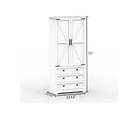 gaomon Farmhouse Kitchen Pantry Cabinet - 72" Tall Large Wood Kitchen Storage Cabinets with Adjustable Shelves & 2 Barn Doors & 3 Drawer