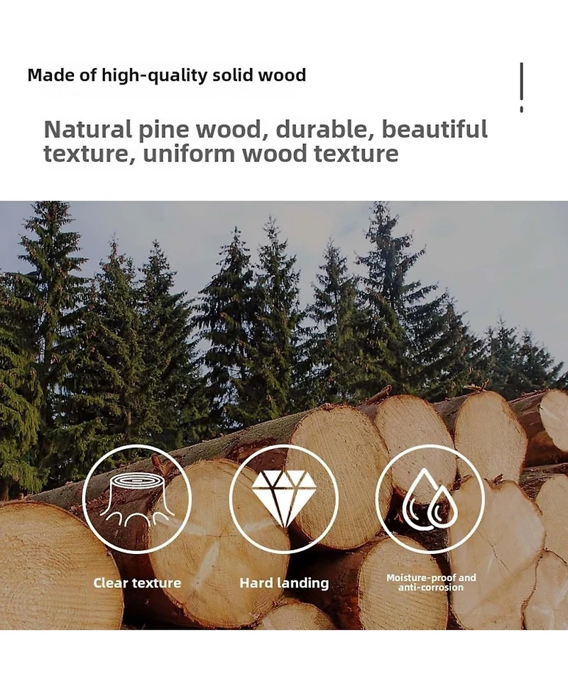 Rainsken Tree Stand Coat Rack, Freestanding Wood Clothes Rack with 2 Hanging Bars, 5 Hooks and Shoe Storage for Entryway, Living Room