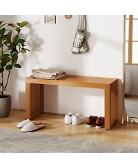 Gymax 2 Pcs 36 Inch Patio Bench All-Slat Acacia Wood Loveseat for 2 People 800 lbs Capacity