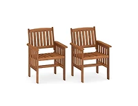 Slickblue Set of 2 Outdoor Solid Wood Patio Chairs with Slatted Seat