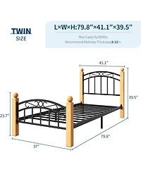 gaomon Twin Size Bed Frame with Headboard, Twin Platform Bed Frame Wooden Slat Support, No Box Spring Needed, Noise Free Sleep