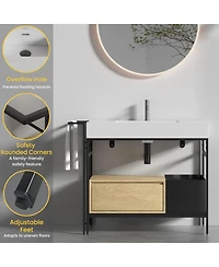 Sillysis 36'' Industrial Bathroom Vanity with White Artificial Stone Sink, Modern Freestanding without Faucet