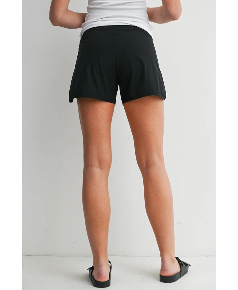 Hello Miz Women's Maternity Over-the-Belly Active Shorts with Built-In Liner