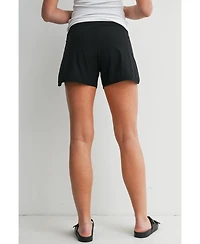 Hello Miz Women's Maternity Over-the-Belly Active Shorts with Built-In Liner