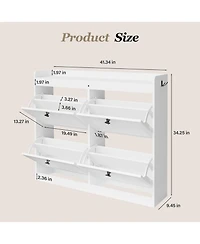 gaomon Large Shoe Storage Cabinet with 4 Flip Drawers Slim Shoe Organizer with Wooden Legs Freestanding Hidden Shoe Rack for Entryway Hallway Bedroom