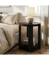 Tribesigns Round Side Table, 2-Tier End Table for Living Room & Bedroom