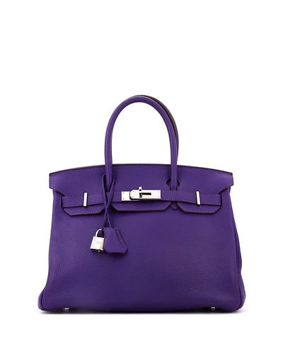 Pre-Owned HERMES Birkin 30 Handbag Purple Clemence with Palladium Hardware