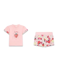 Guess Baby Girls' Strawberry Lemonade Short-Sleeve T-Shirt and Shorts, 2-Piece Set